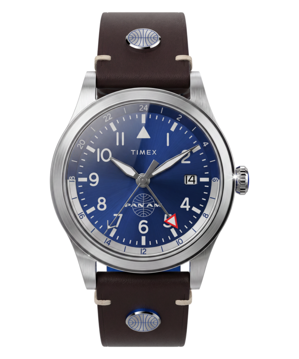 Pan Am x Timex Waterbury GMT 39mm Leather Strap Watch