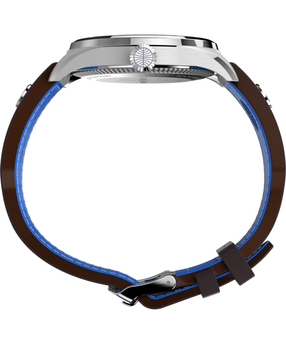 Pan Am x Timex Day-Date 42mm Leather Strap Watch