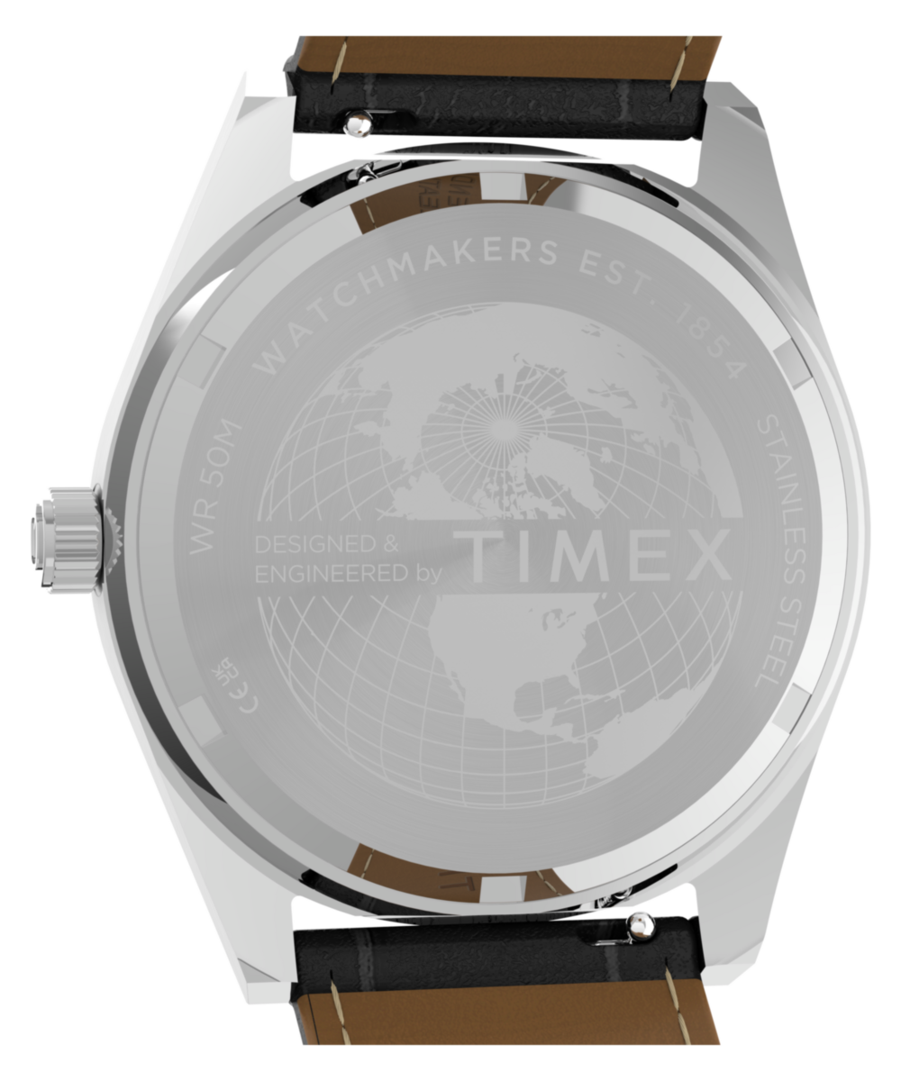 Q Timex Blue Vega 38mm Leather Strap Watch