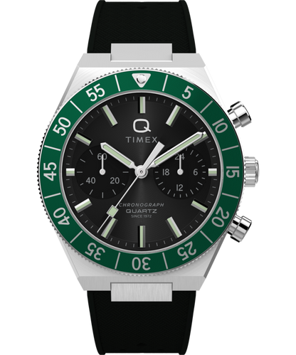 Q Timex Continental Chronograph 40mm Synthetic Rubber Strap Watch