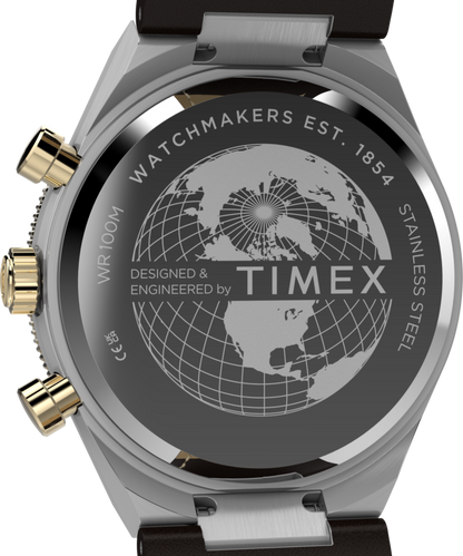 Q Timex Continental Chronograph 40mm Leather Strap Watch