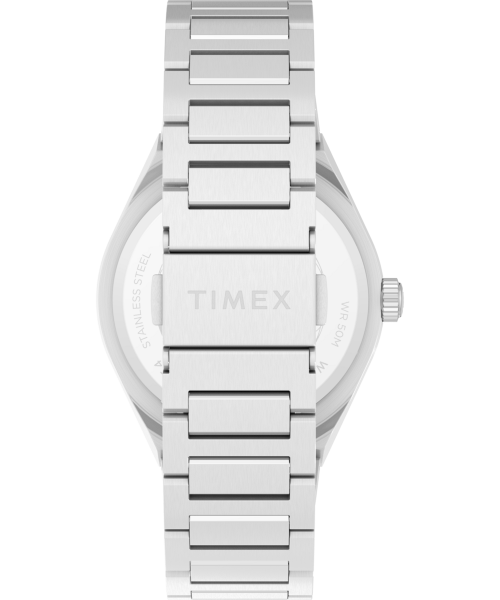 Q Timex Continental Day and Date 39mm Stainless Steel Bracelet Watch