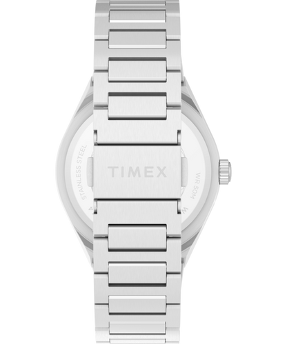 Q Timex Continental Day and Date 39mm Stainless Steel Bracelet Watch