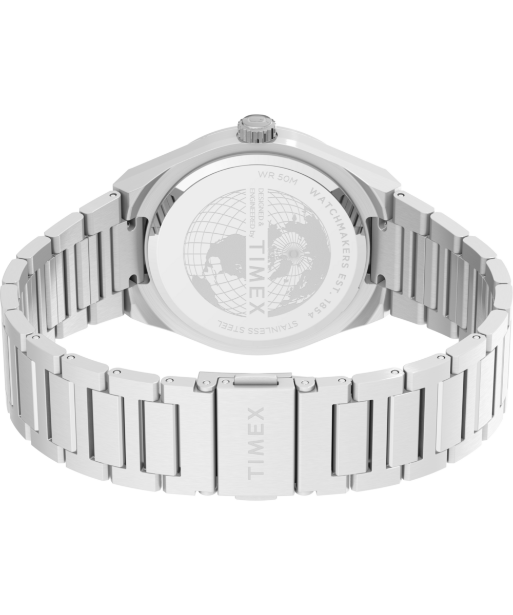 Q Timex Continental Day and Date 39mm Stainless Steel Bracelet Watch
