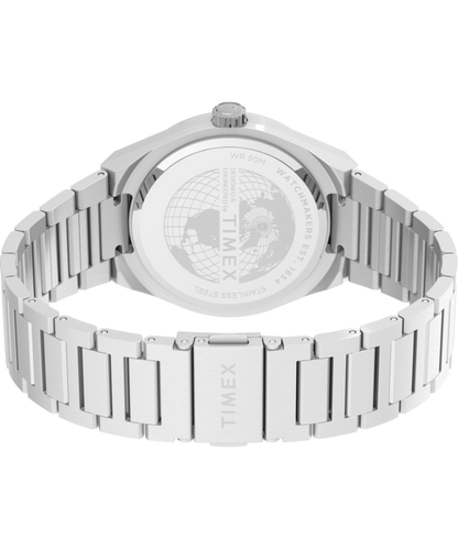 Q Timex Continental Day and Date 39mm Stainless Steel Bracelet Watch