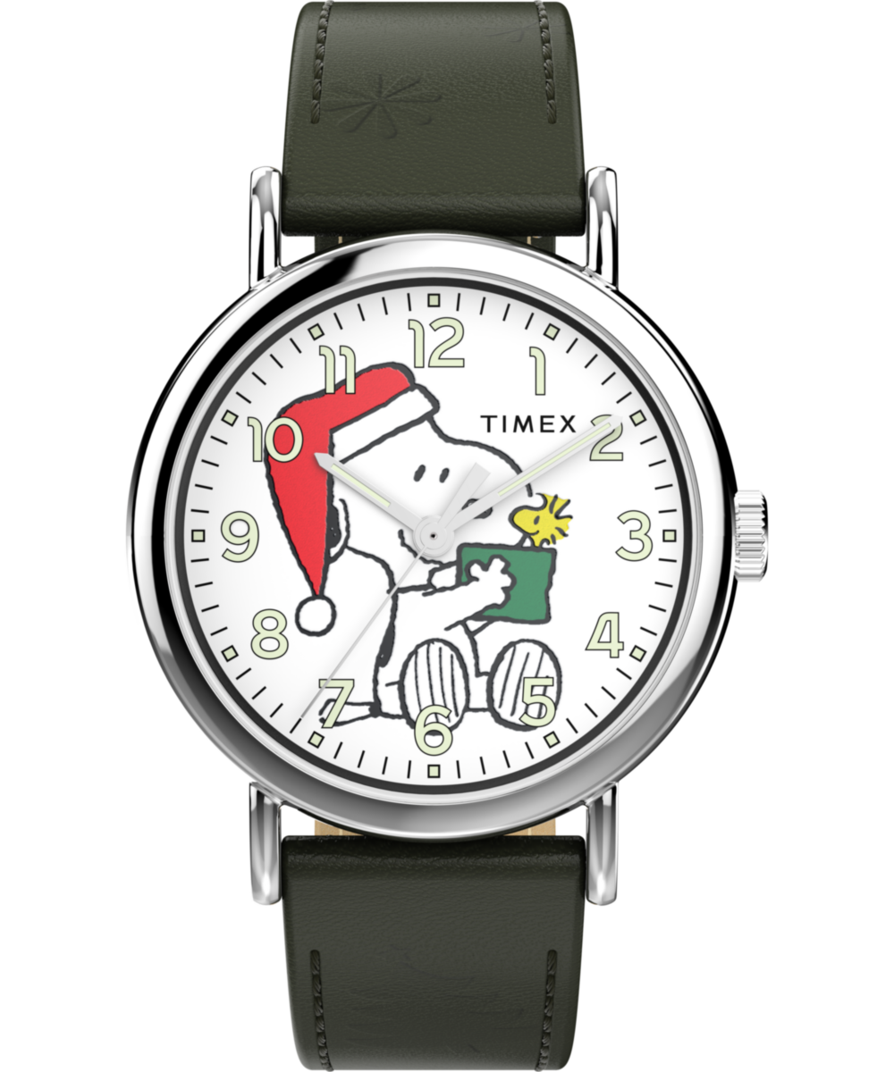 Peanuts x Timex Weekender Holiday Dial 40mm Leather Strap Watch