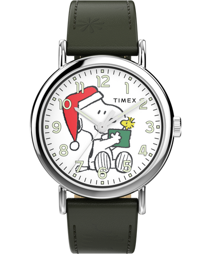 Peanuts x Timex Weekender Holiday Dial 40mm Leather Strap Watch