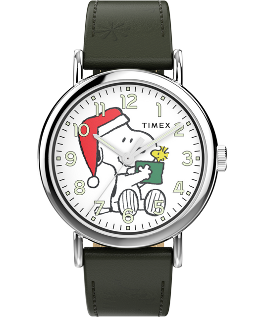 Peanuts x Timex Weekender Holiday Dial 40mm Leather Strap Watch