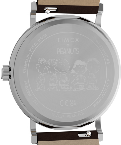Peanuts x Timex Weekender Baseball 38mm Leather Strap Watch