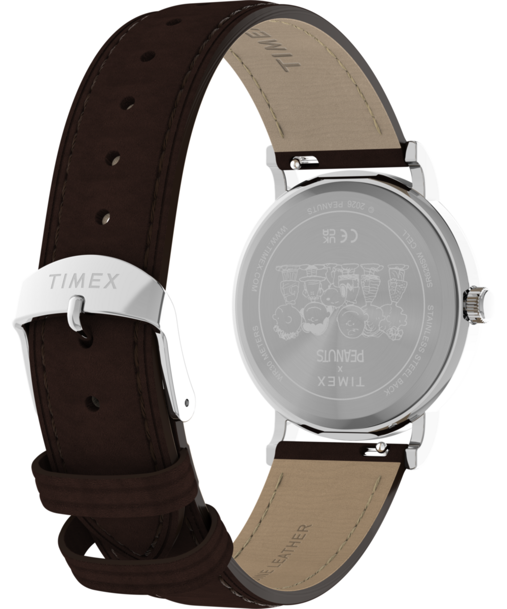 Peanuts x Timex Weekender Baseball 38mm Leather Strap Watch