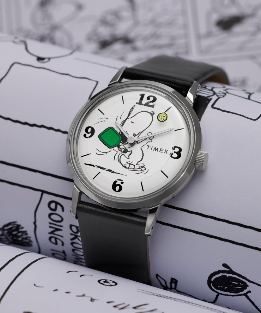 Peanuts x Timex Marlin Pickleball 38mm Leather Strap Watch