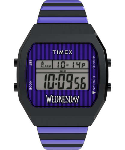 Timex x Wednesday T80 36mm Stainless Steel Black and Purple Expansion