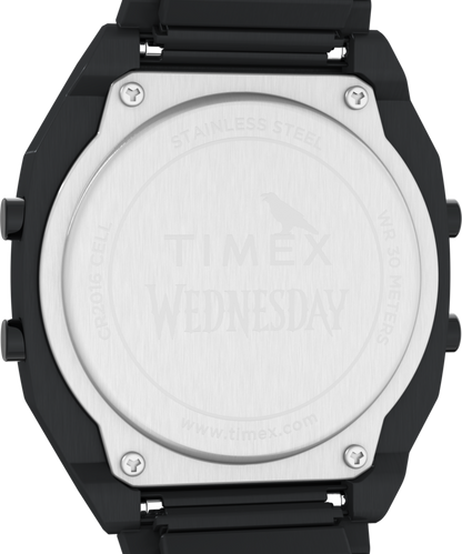 Timex x Wednesday T80 36mm Stainless Steel Black and Purple Expansion