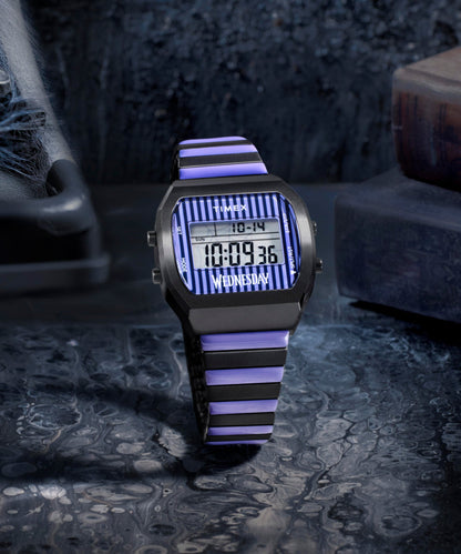 Timex x Wednesday T80 36mm Stainless Steel Black and Purple Expansion
