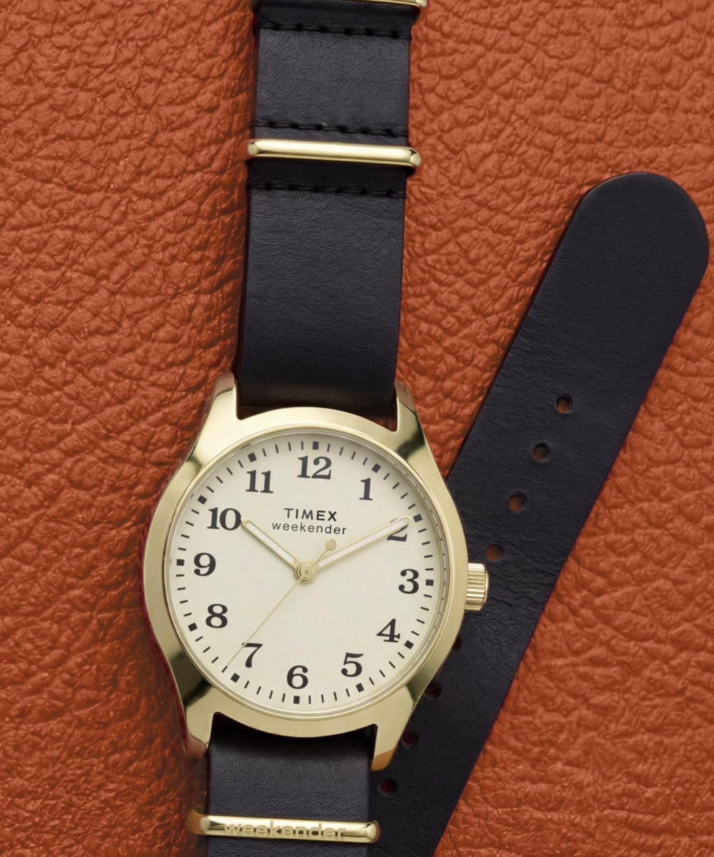 Timex Weekender New England 34mm Leather Strap Watch