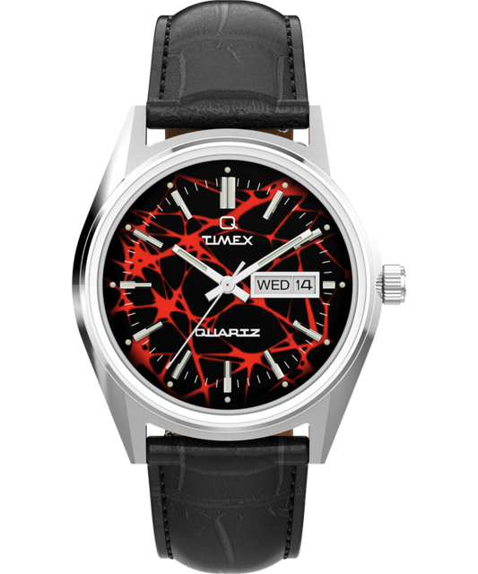 Q Timex Red Vega 1978 Reissue 38mm Leather Strap Watch