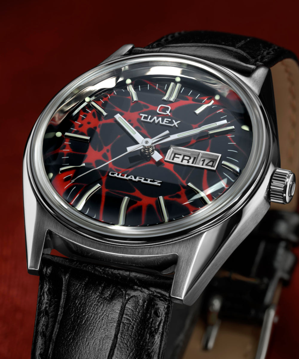 Q Timex Red Vega 1978 Reissue 38mm Leather Strap Watch