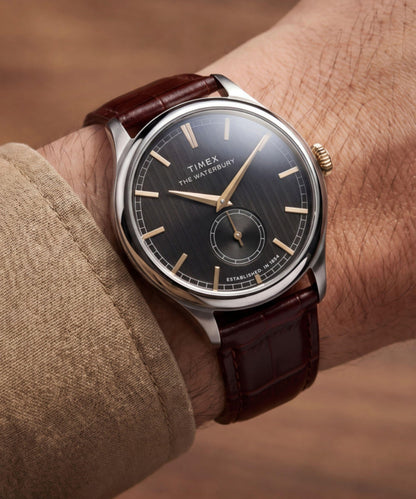 Waterbury Classic Sub-Second 39mm Leather Strap Watch