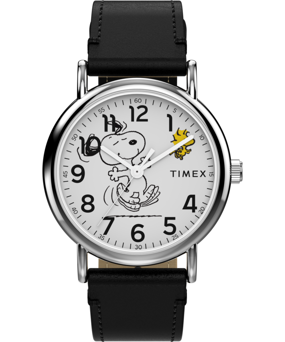 Peanuts x Timex Weekender Snoopy Dancing 38mm Leather Strap Watch