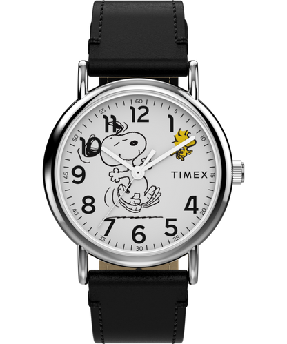 Peanuts x Timex Weekender Snoopy Dancing 38mm Leather Strap Watch